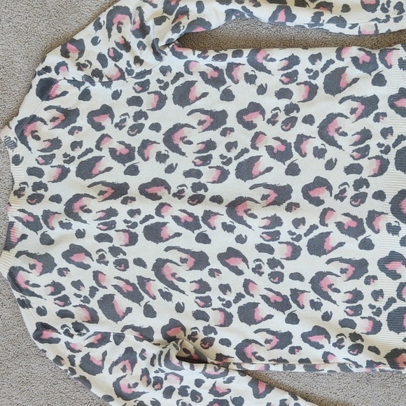 VGUC J. Crew off-white, grey, and pink animal print button front cardigan - Picture 6 of 6